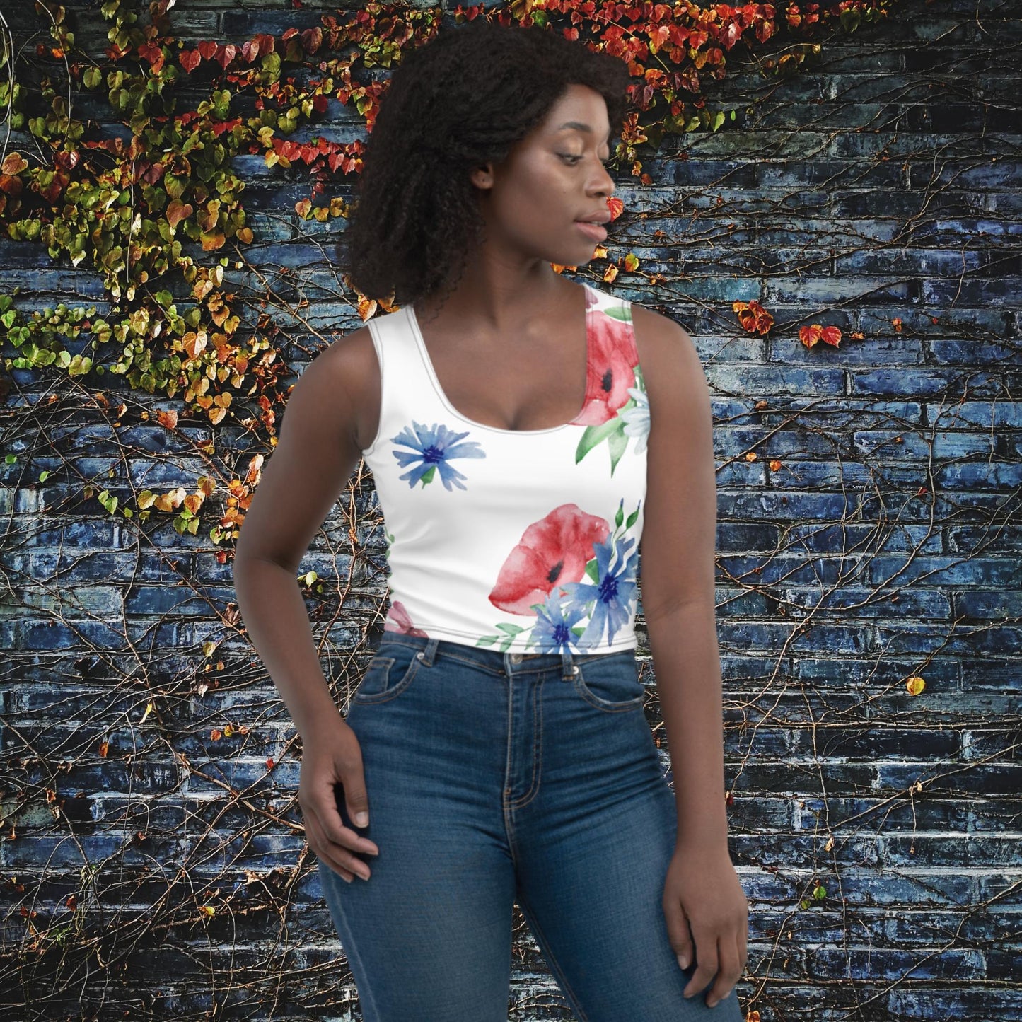 Simple floral Crop Top big flowers