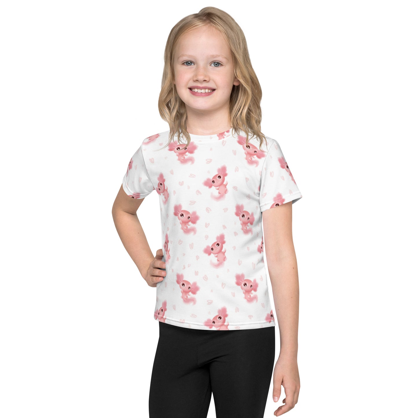Pink Axolotl Kids crew neck t-shirt