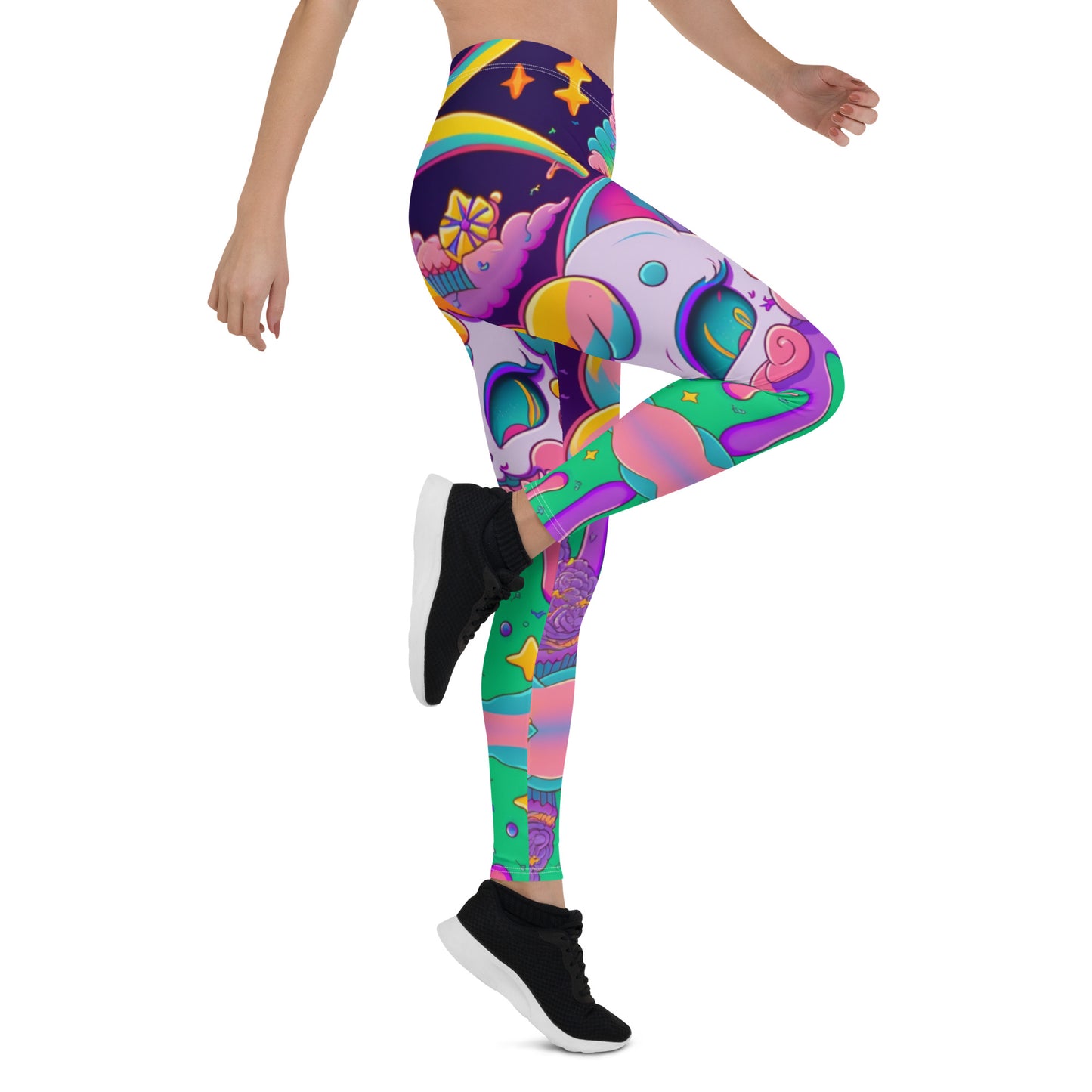Colorful Cat Leggings: Lisa Frank Inspired, Vibrant & Comfy, Stretchy Microfiber, Perfect for Cat Lovers, Stand Out in Style
