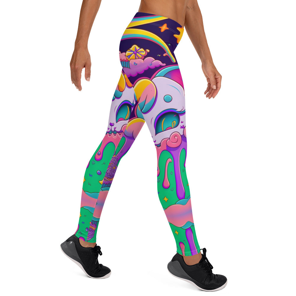 Colorful Cat Leggings: Lisa Frank Inspired, Vibrant & Comfy, Stretchy Microfiber, Perfect for Cat Lovers, Stand Out in Style