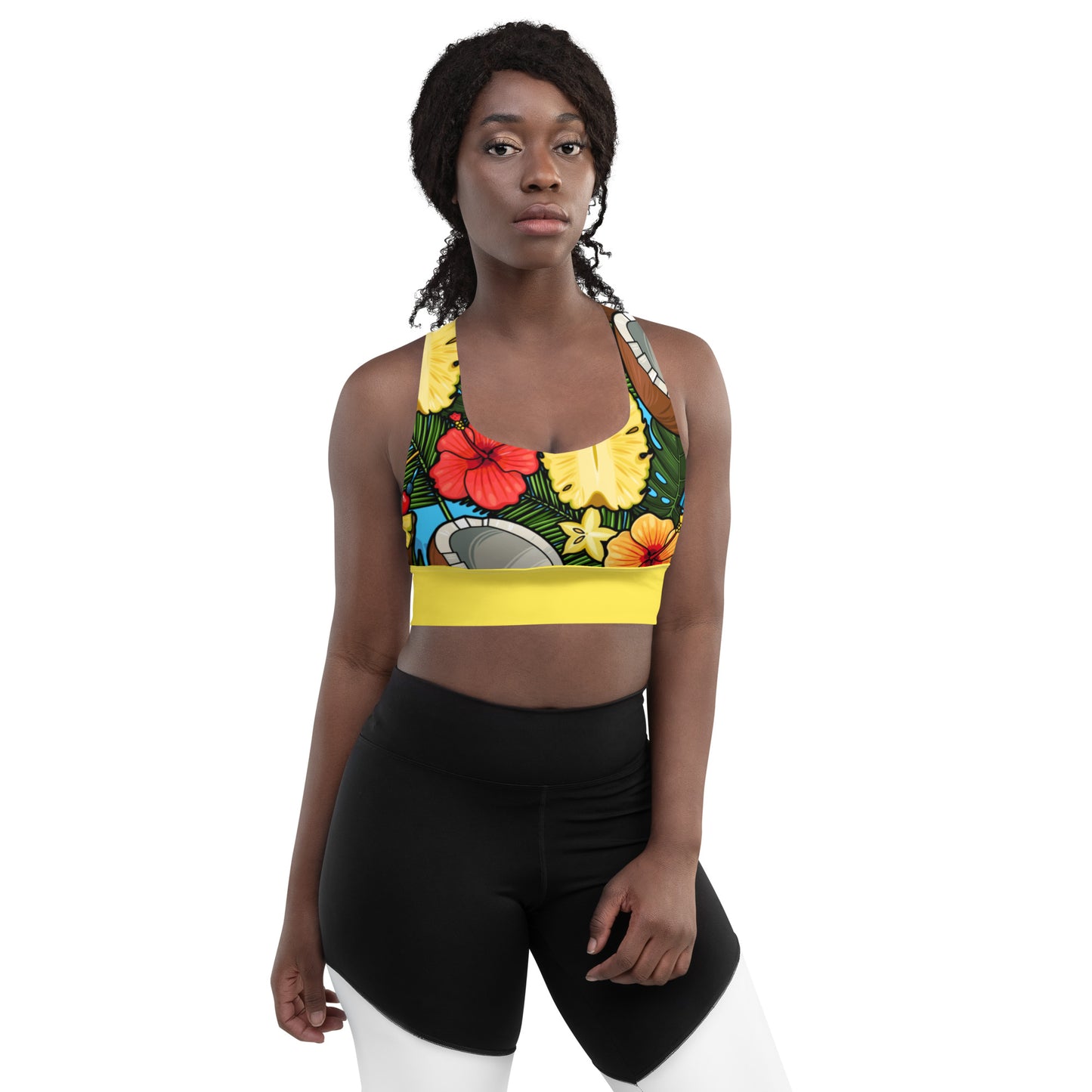 Pineapple Coconut Longline sports bra Pina colada tropical summer