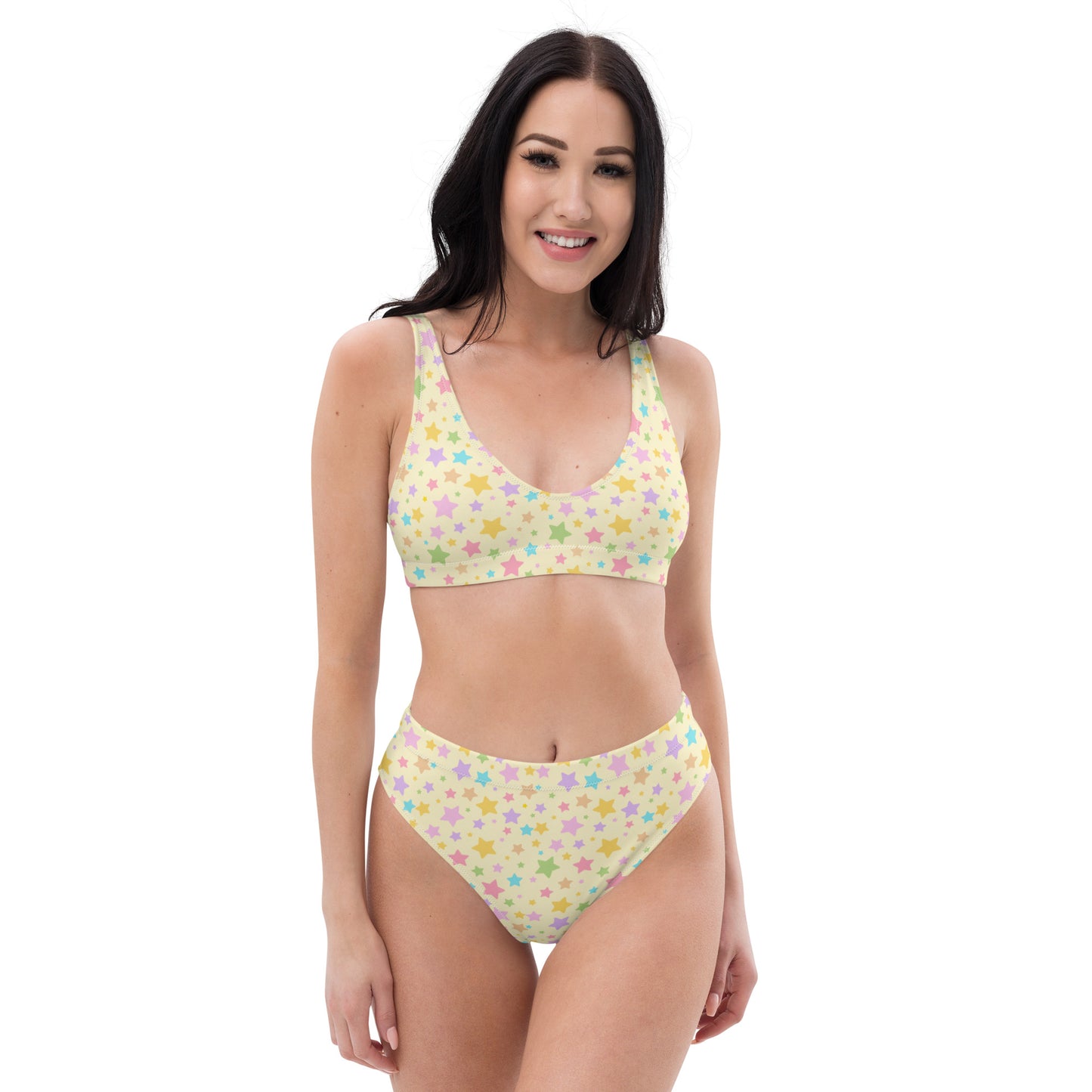 Sustainable Colorful Stars Recycled High Waisted Bikini Set