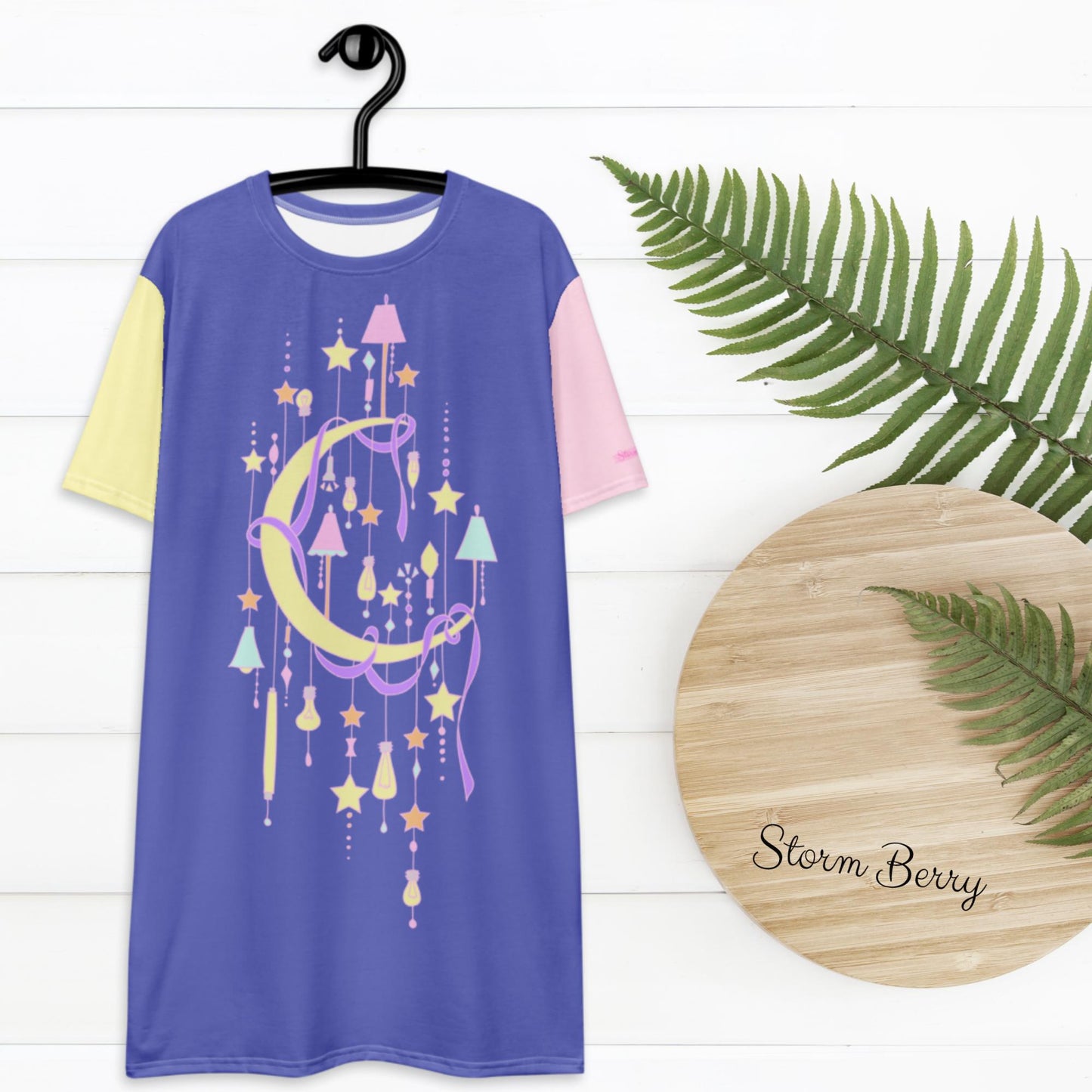 Night time moon stars T-shirt pajama dress nightlight