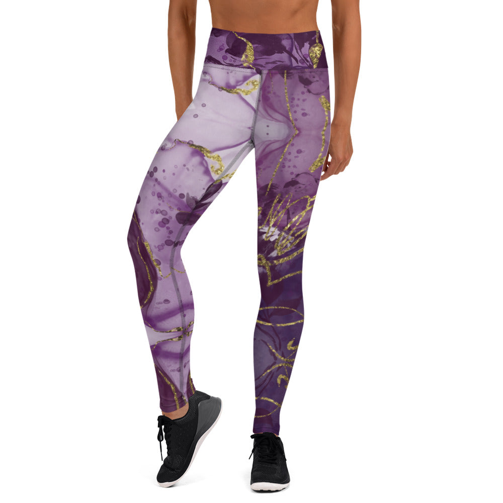 Amethyst gold print Yoga Leggings
