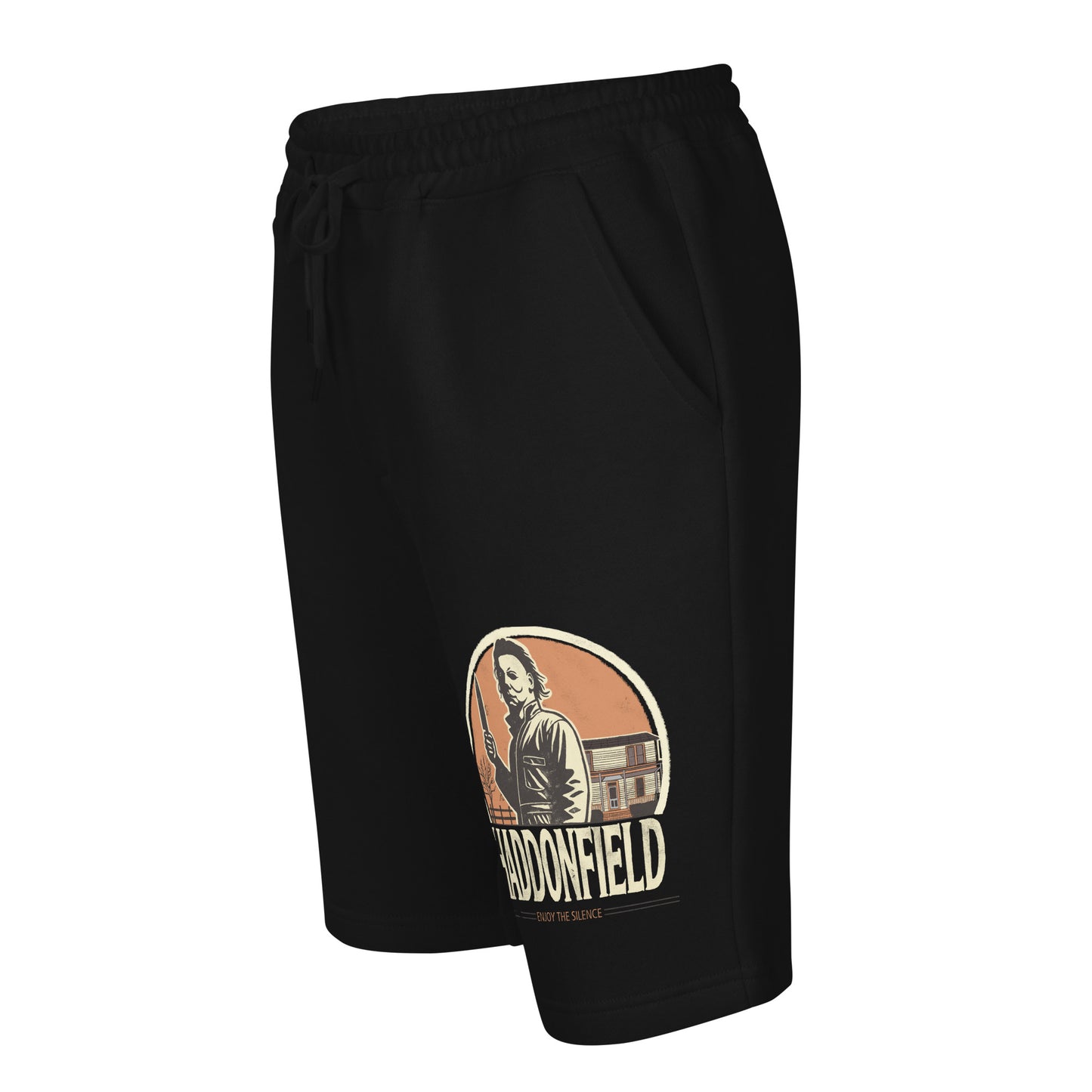 Retro Haddonfield Men's Fleece Shorts - Vintage Tourist Design with Michael Myers Graphic