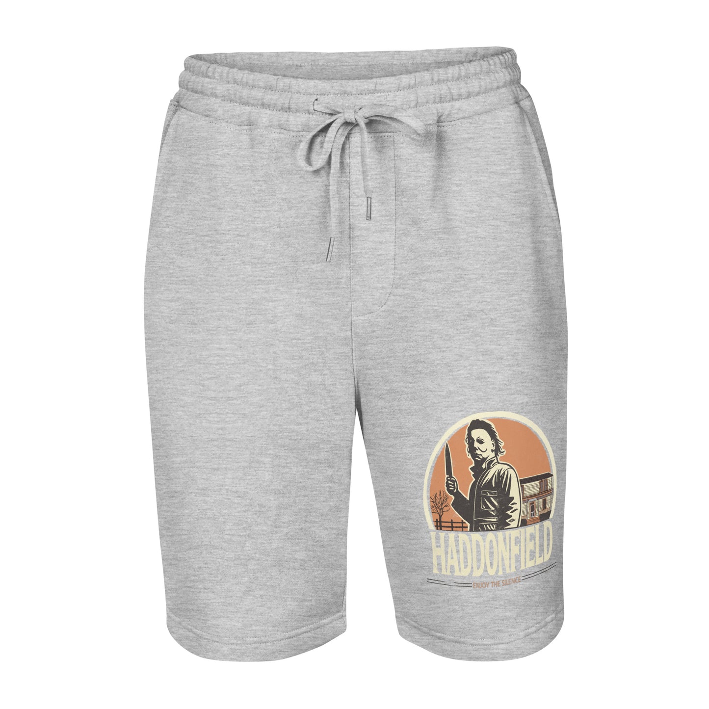 Retro Haddonfield Men's Fleece Shorts - Vintage Tourist Design with Michael Myers Graphic