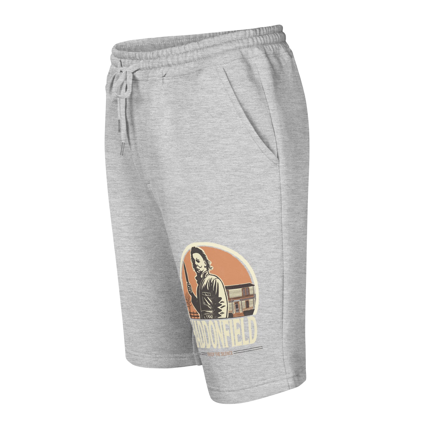 Retro Haddonfield Men's Fleece Shorts - Vintage Tourist Design with Michael Myers Graphic