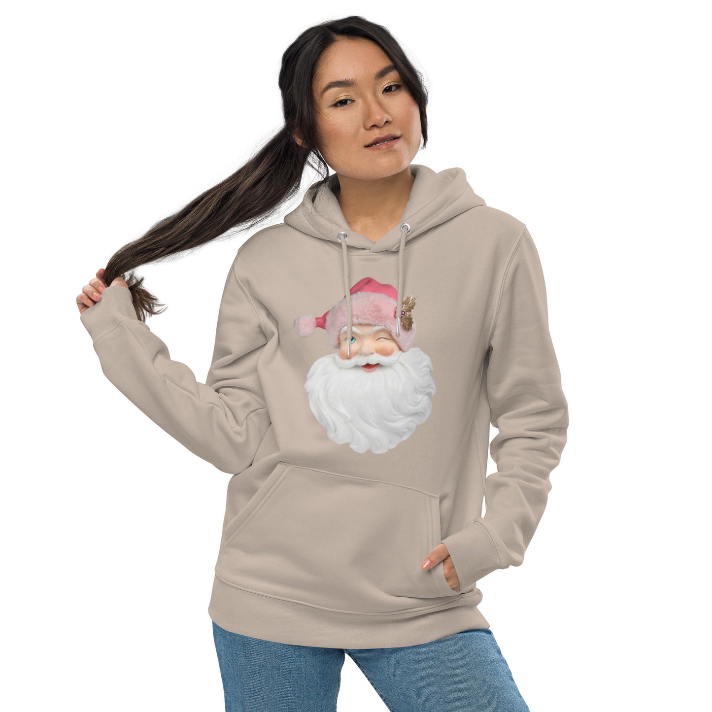 Christmas Pastel Vintage looking Santa Unisex eco hoodie