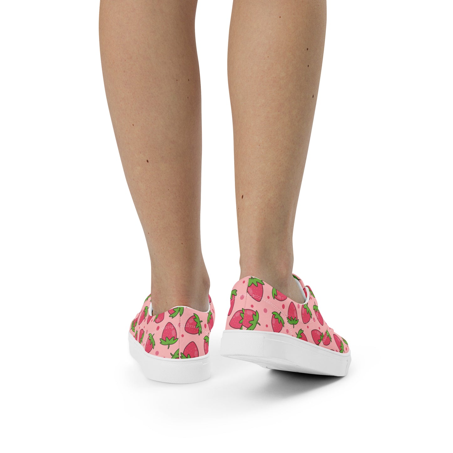 Strawberry Pink Women’s lace-up canvas shoes
