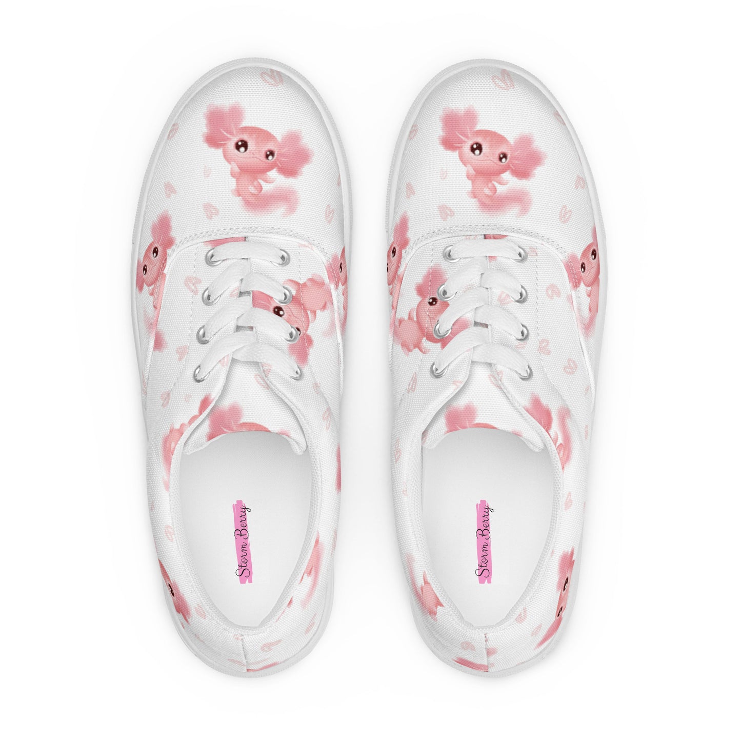 Axolotl Pink White Women’s lace-up canvas shoes
