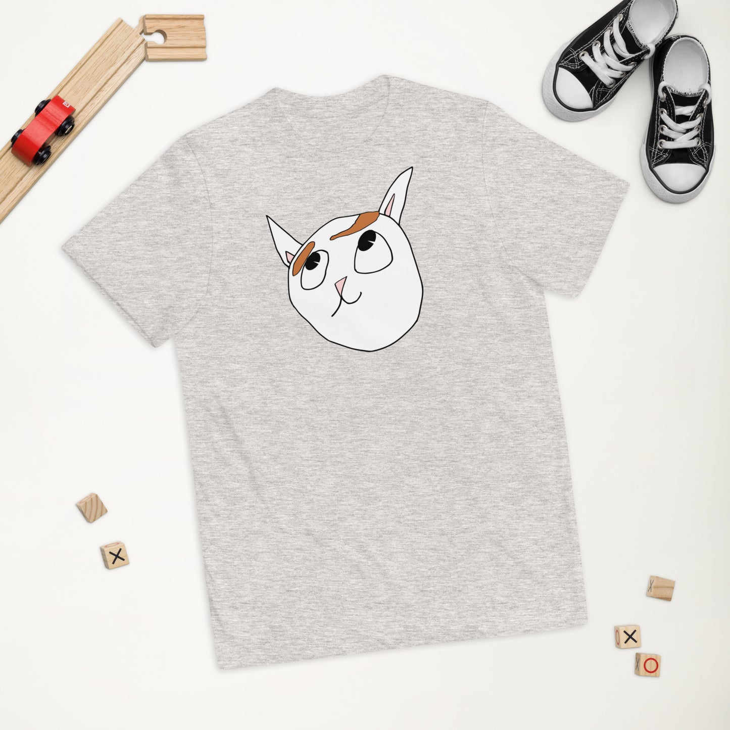 Kid hand-drawn Cat art Youth jersey t-shirt