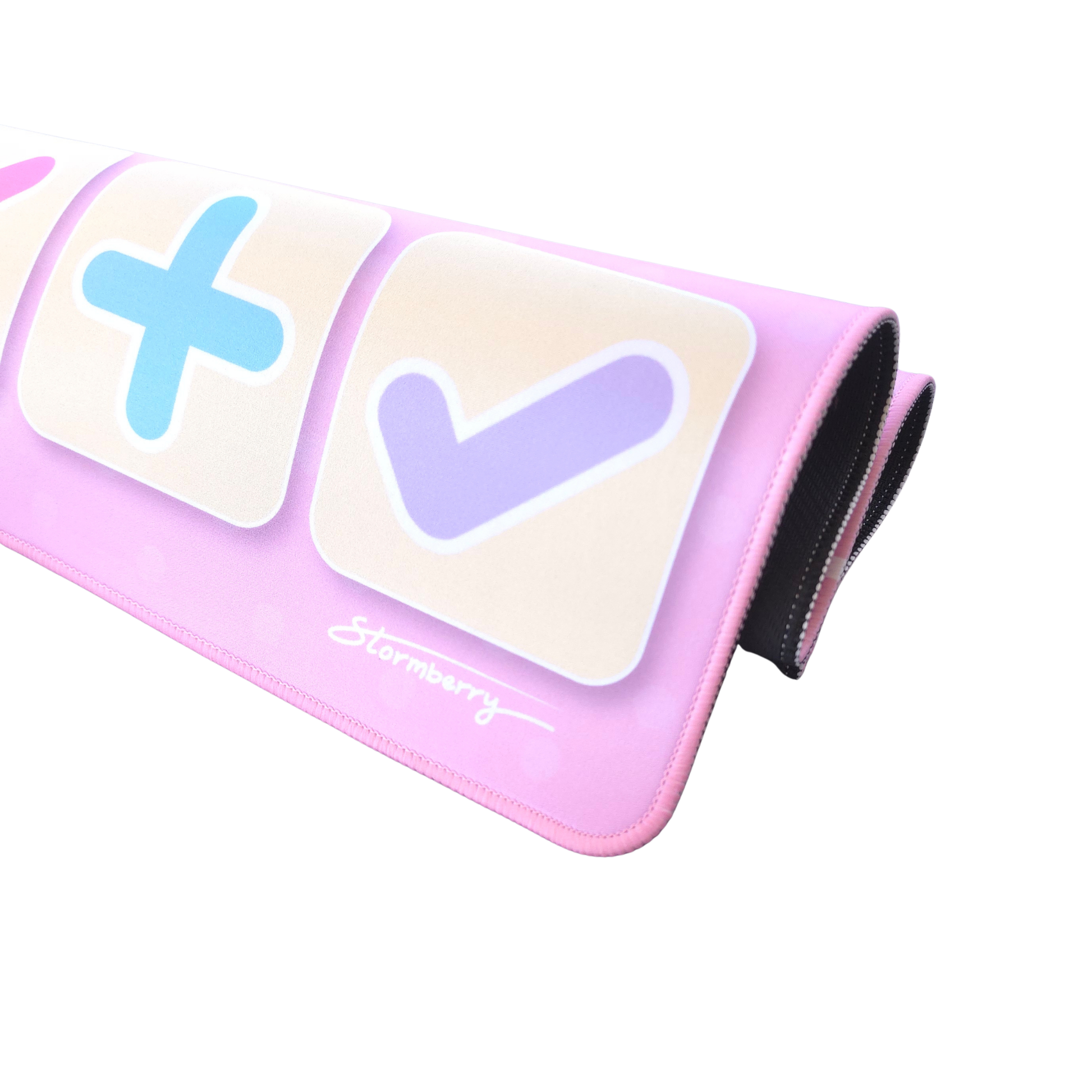 Signature Pink squishy trade mat with the corner turned back to show the black rubber base