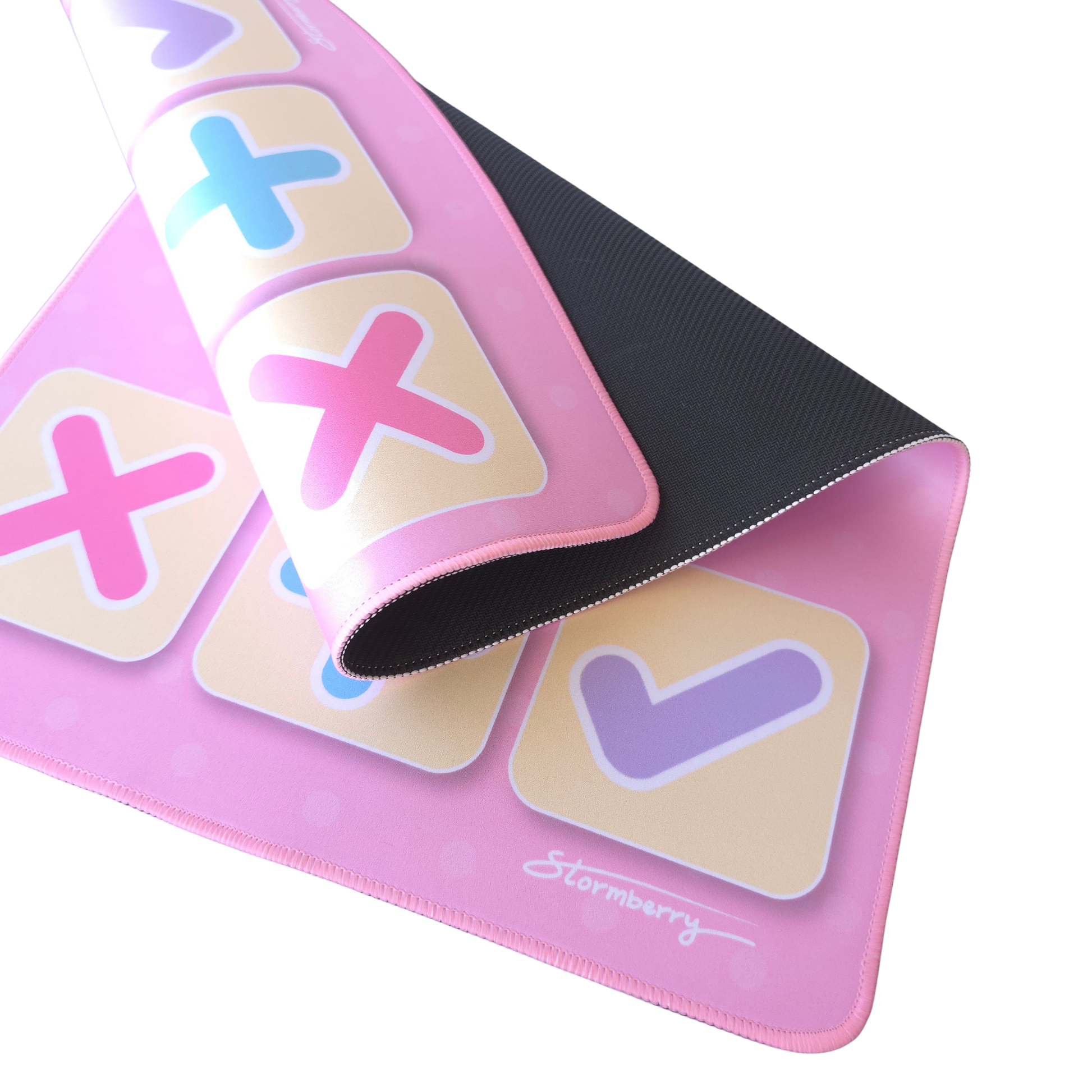 Signature Pink XL mat folded open to show both trader sides and the non slip backing
