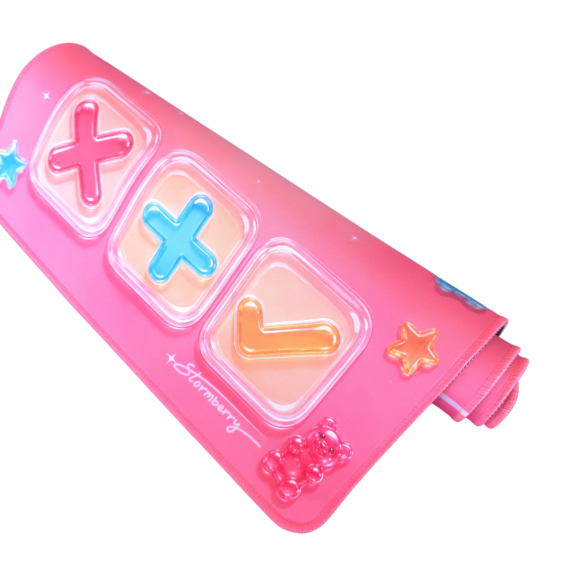 Gummy Gloss squishy trade mat with 3D gummy bear candy art along the edge