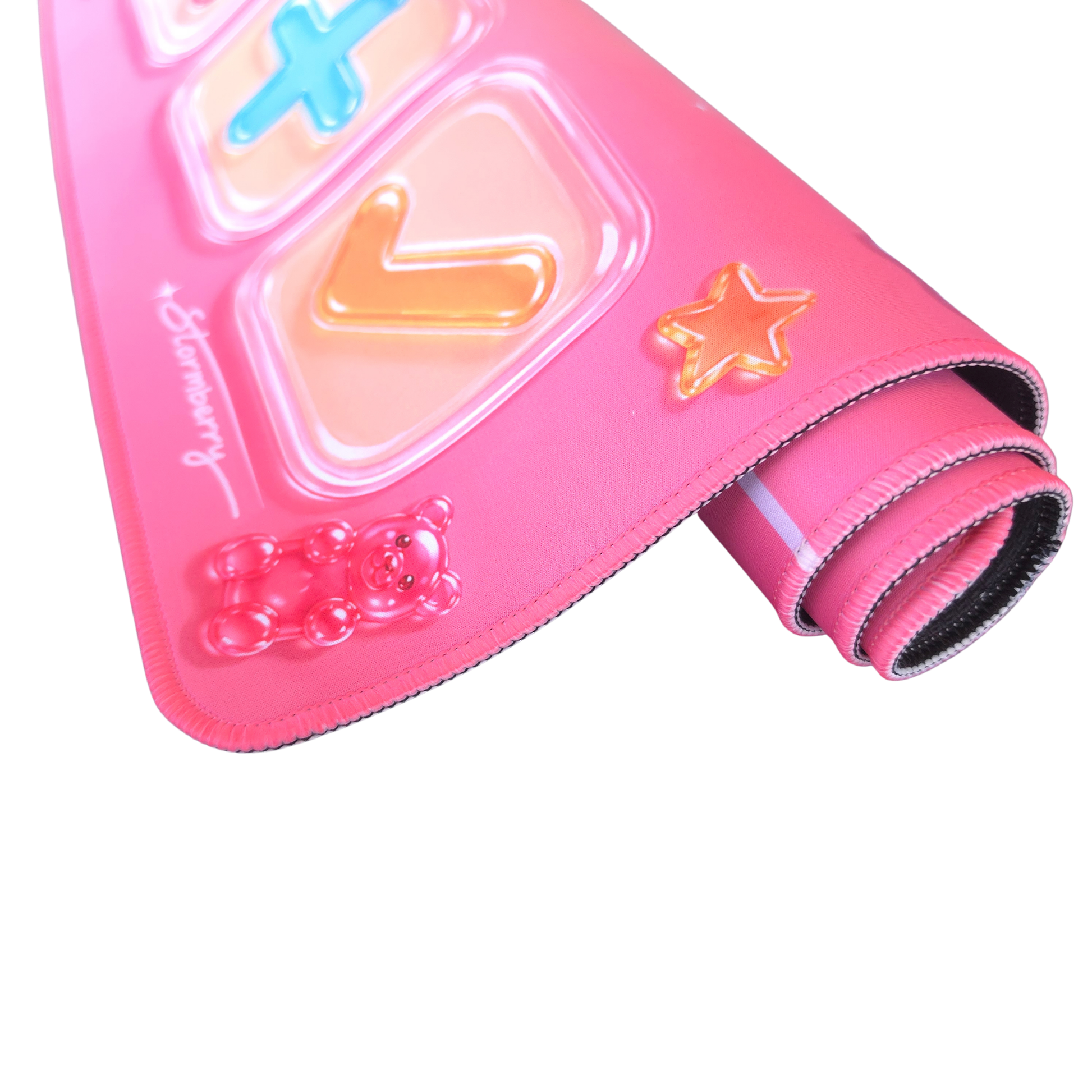 XL Gummy Gloss fidget trade mat curled to show its full 24 inch length