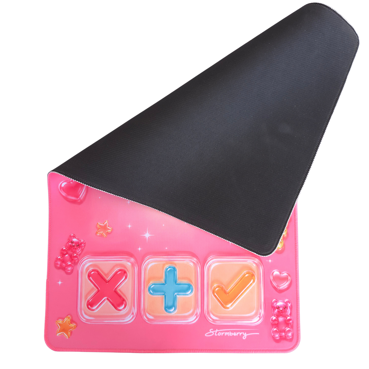 Gummy Gloss XL mat folded back to show the non slip black rubber backing