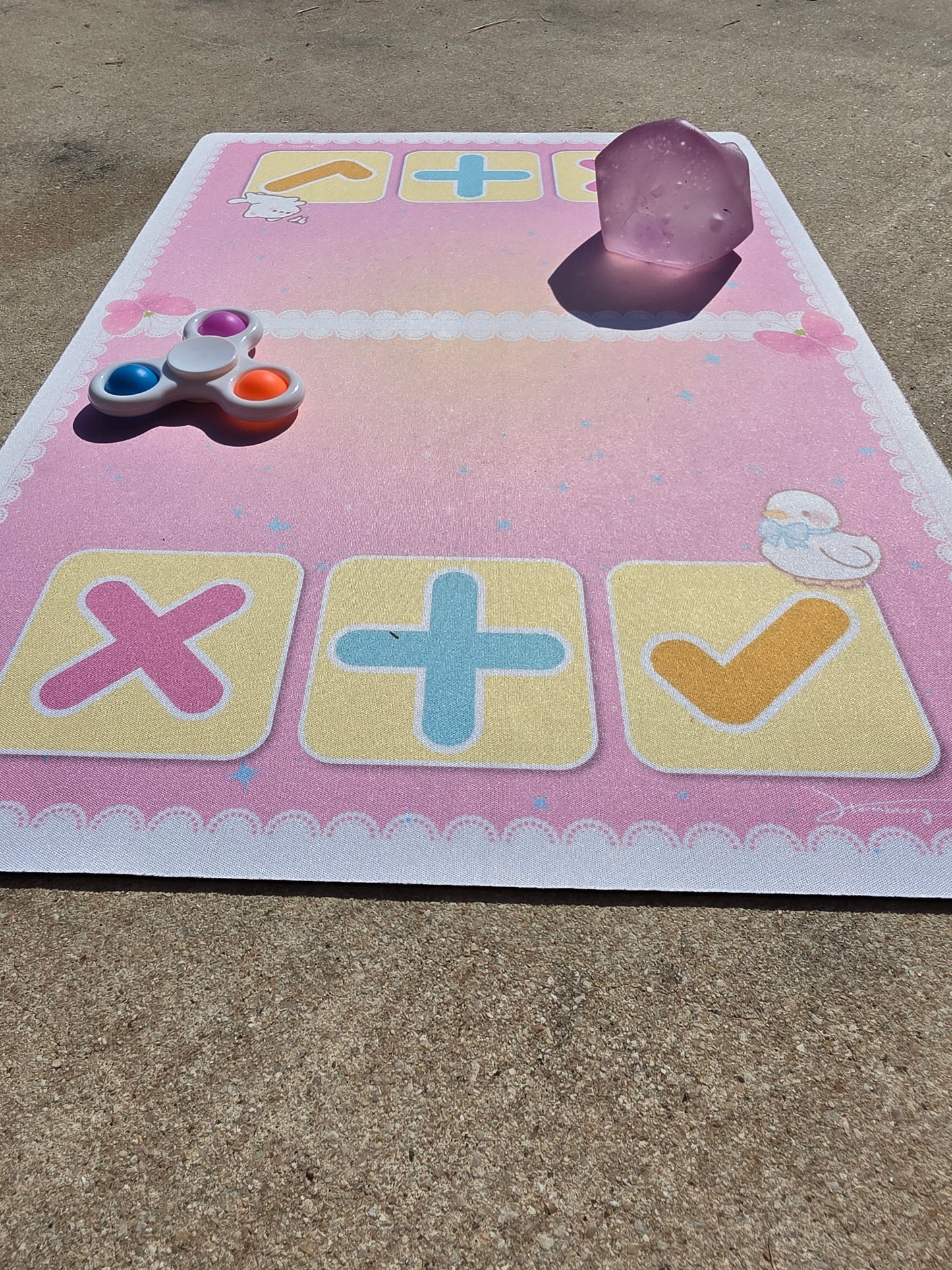 SWAP SPOT Kawaii Lace Squishy Trade Mat • 12x18" Pastel Cloth Top Fidget Trading Pad • Non-slip Rubber Backed • Cottagecore Desk Mat • Perfect for Trade Videos & Collection Display