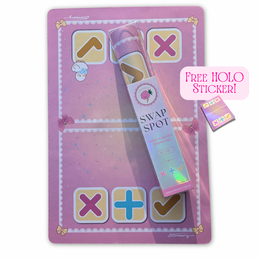 SWAP SPOT Pixie Lace Squishy Trade Mat • 12x18" Pastel Cloth Top Fidget Trading Pad • Non-slip Rubber Backed • Cottagecore Desk Mat • Perfect for Trade Videos & Collection Display