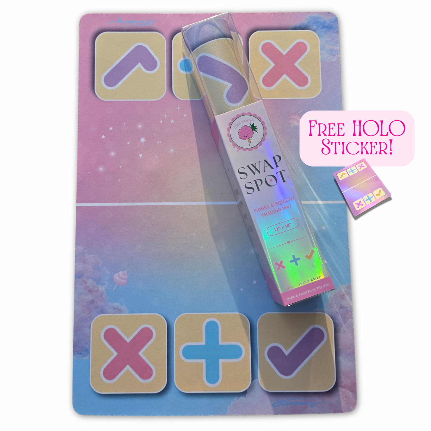 SWAP SPOT Cotton Candy Cloud Fidget Trading Mat • Kawaii Squishy Trading Mat 12x18 • Dreamy Pastel Sky • Small Batch Trade Pad