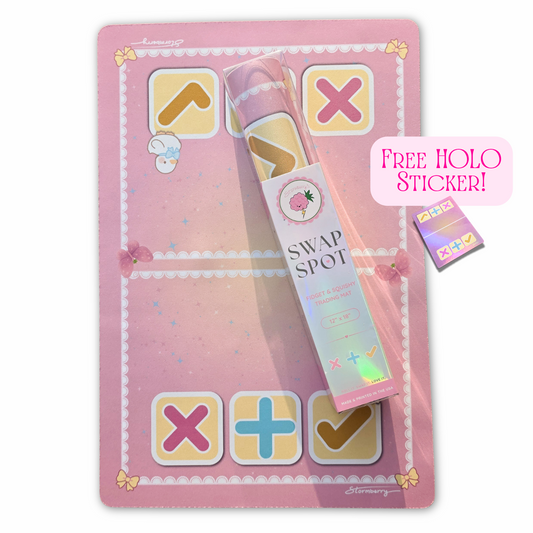 SWAP SPOT Pixie Lace Squishy Trade Mat • 12x18" Pastel Cloth Top Fidget Trading Pad • Non-slip Rubber Backed • Cottagecore Desk Mat • Perfect for Trade Videos & Collection Display