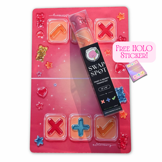SWAP SPOT Gummy Gloss Fidget Trading Mat • Kawaii Squishy Trading Mat 12x18 • Glossy Gummy Bear Candy • Small Batch Trade Pad