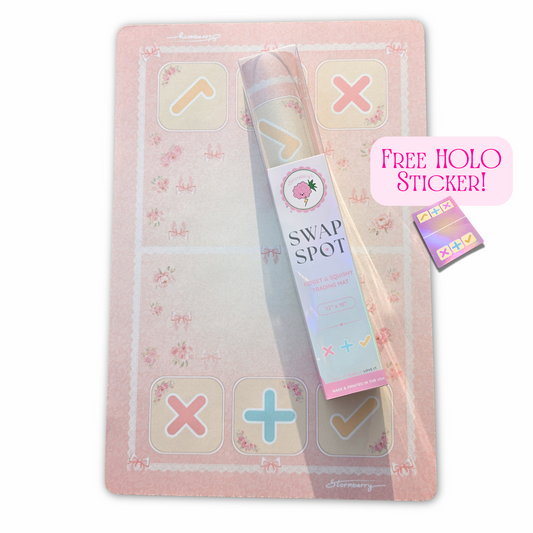 SWAP SPOT Heirloom Bloom Fidget Trading Mat • Kawaii Squishy Trading Mat 12x18 • Coquette Roses and Bows • Small Batch Trade Station