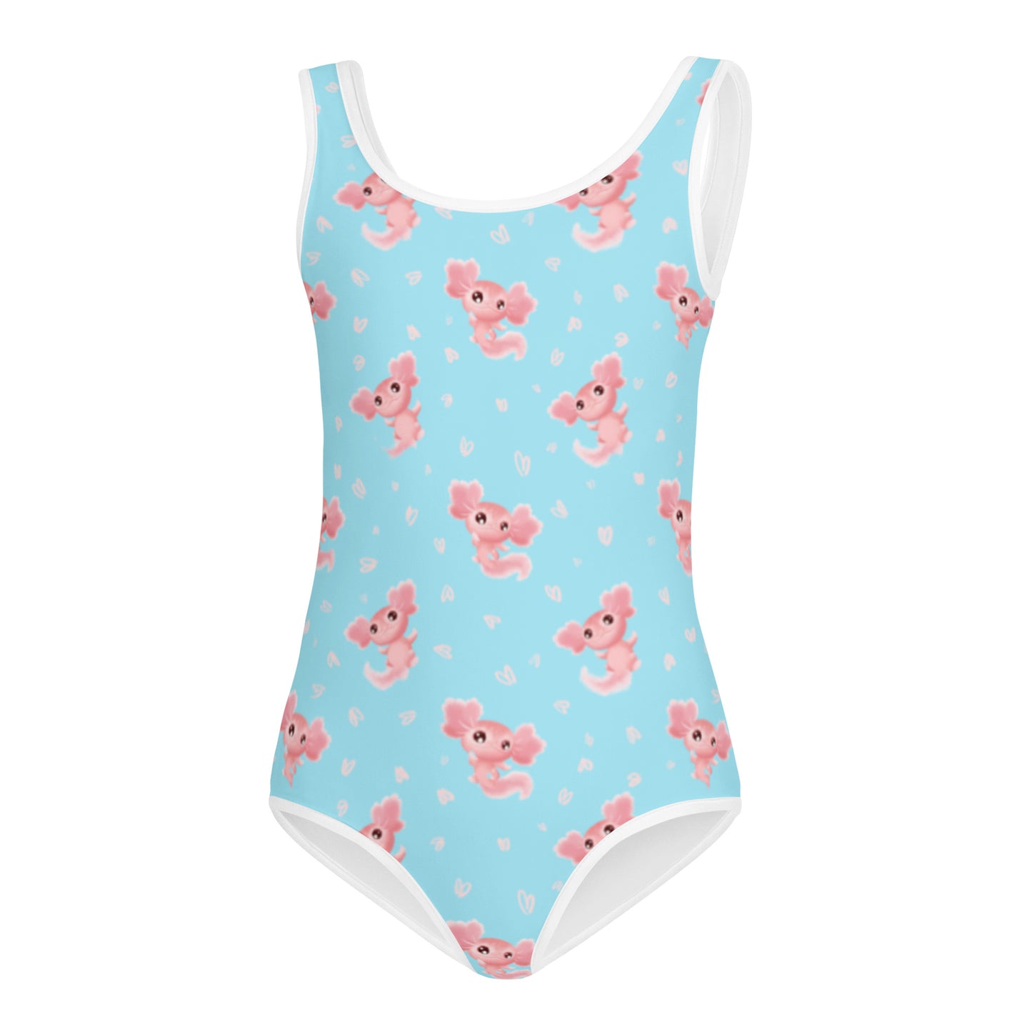 Blue Pink Axolotl Print Kids Swimsuit
