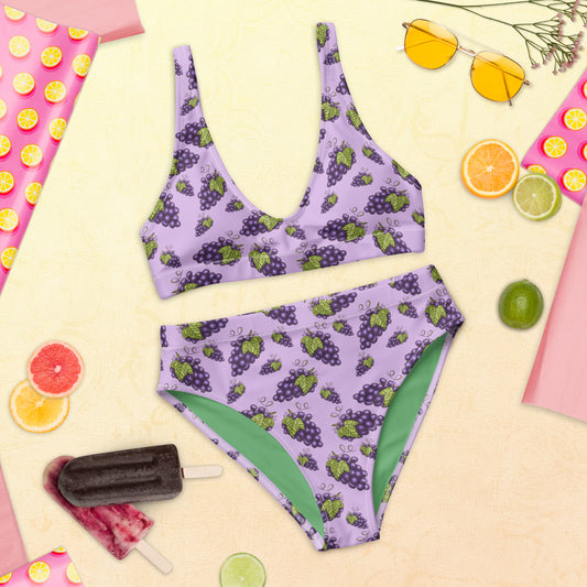 Sustainable Grapes Recycled High Waisted bikini Fruit Themed Swimsuitset