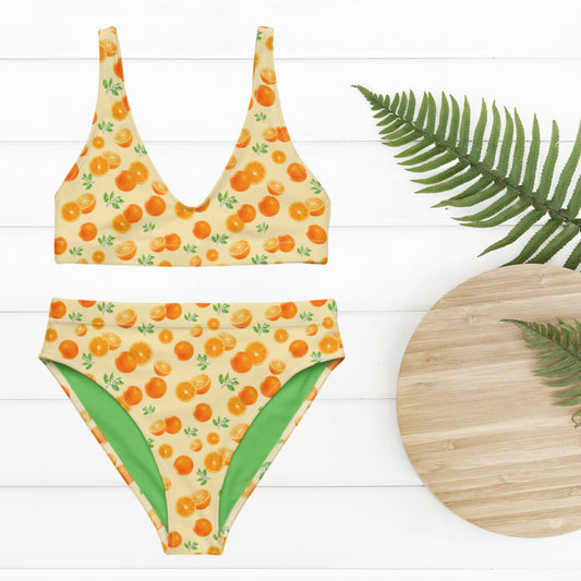Sustainable Sweet Oranges Recycled High Waisted bikini Fruit Themedset