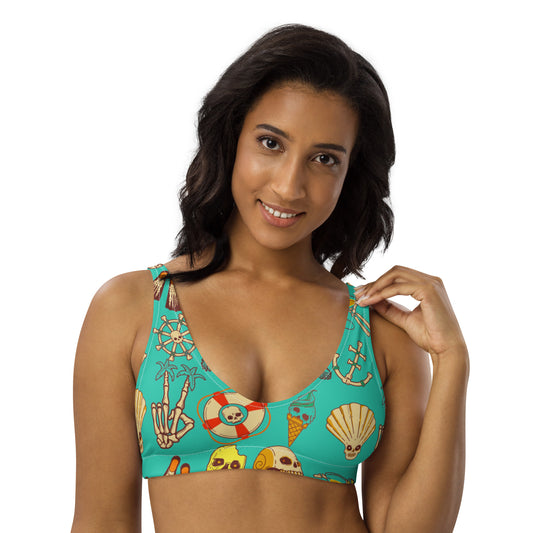 Sustainable Tropical Skull Beach padded bikini top Key West Huesoset