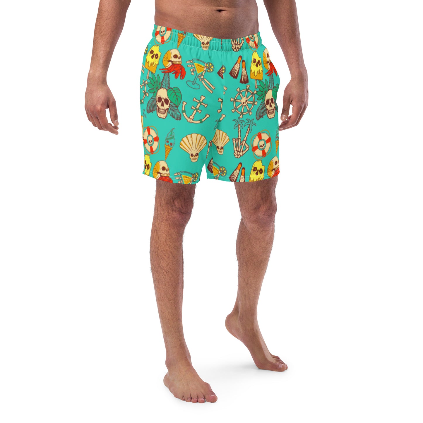 Tropical Beach Skulls Mens swim trunks Key West Hueso