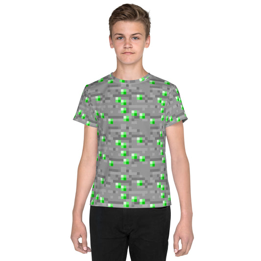 Minecraft Inspired Youth Tee: Emerald Block Design, Soft & Durable, Perfect for Gamers, Stand Out in Style