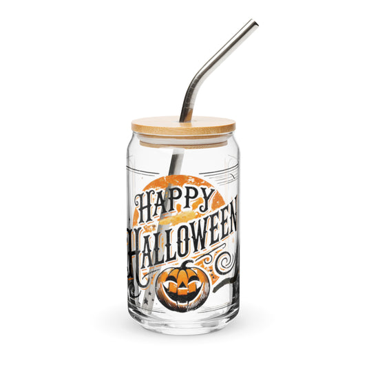Vintage-Inspired Halloween Glass | 16 oz Distressed Design | Perfect for Spooky Beverages