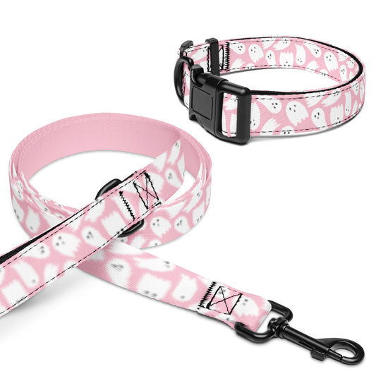 Pink Ghosties Pet collar & leash