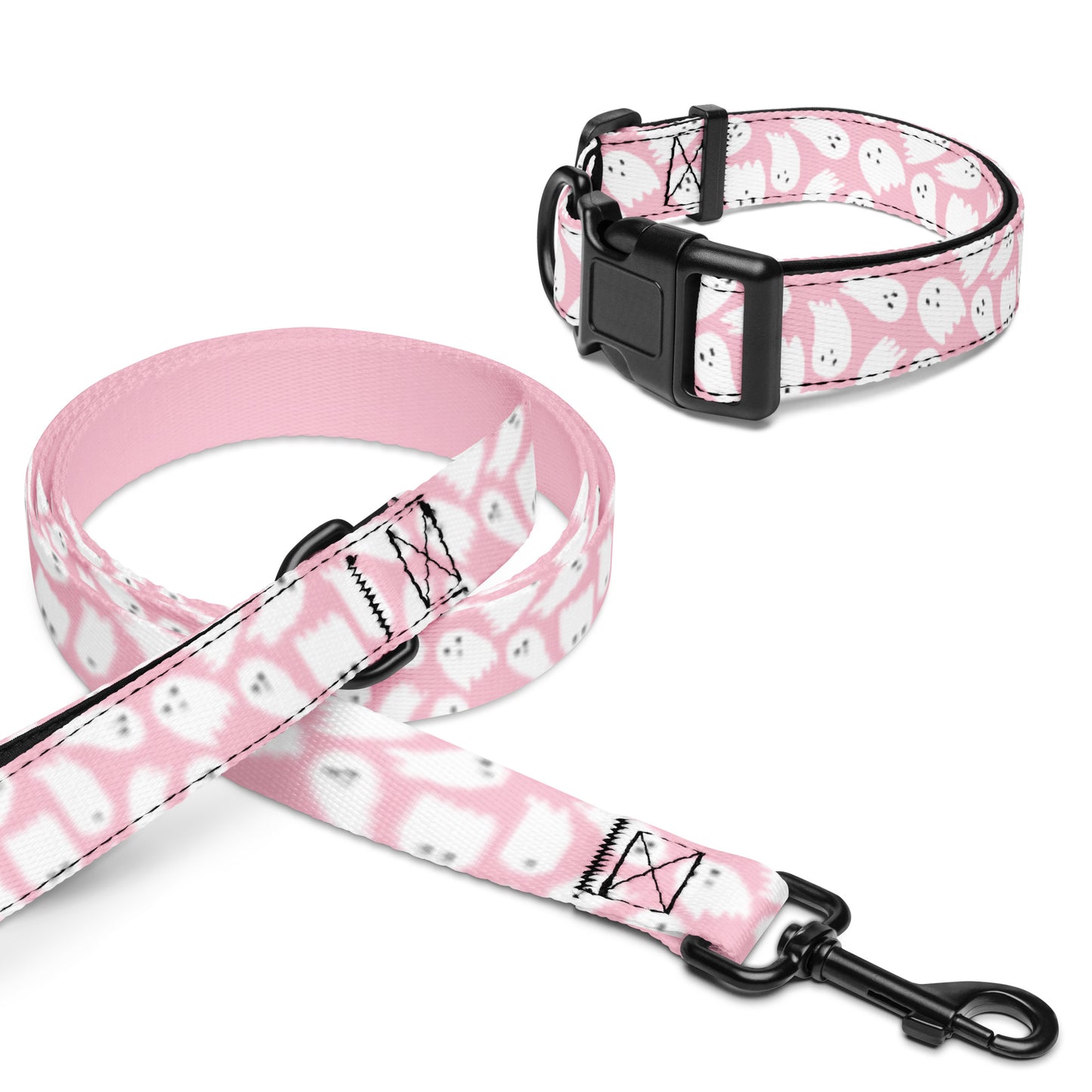 Pink Ghosties Pet collar & leash