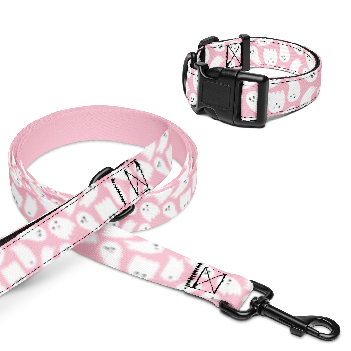 Pink Ghosties Pet collar & leash