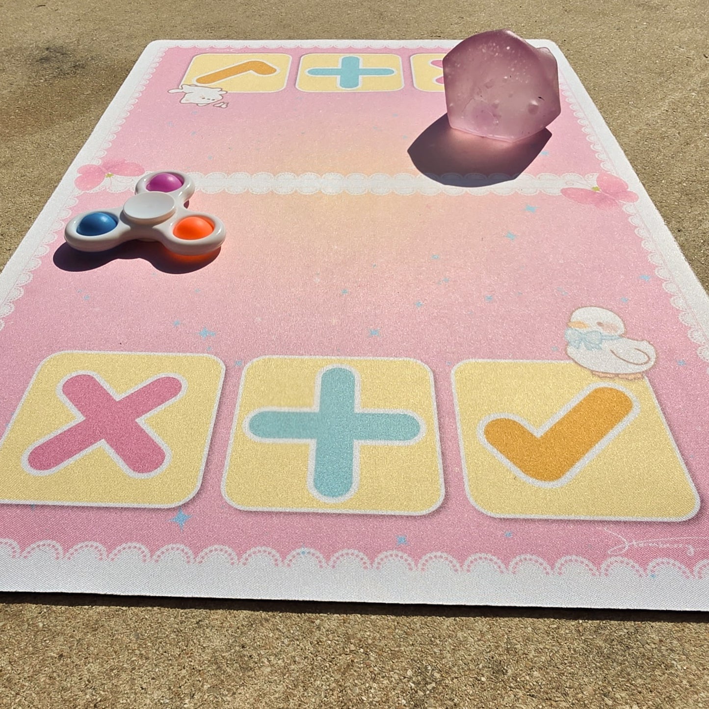 SWAP SPOT Kawaii Lace Squishy Trade Mat • 12x18" Pastel Cloth Top Fidget Trading Pad • Non-slip Rubber Backed • Cottagecore Desk Mat • Perfect for Trade Videos & Collection Display