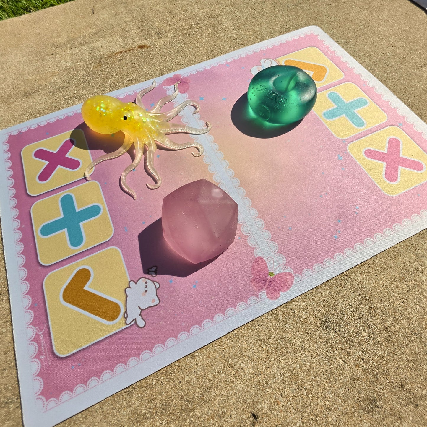 SWAP SPOT Kawaii Lace Squishy Trade Mat • 12x18" Pastel Cloth Top Fidget Trading Pad • Non-slip Rubber Backed • Cottagecore Desk Mat • Perfect for Trade Videos & Collection Display