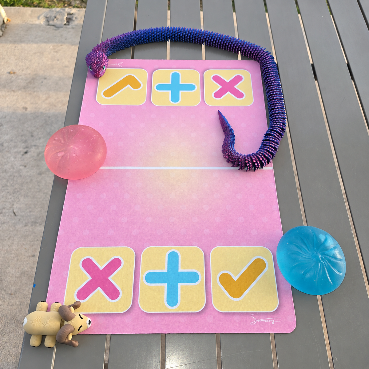 Original 12 × 18 Pretty Pink trading mat in an original product photograph.
