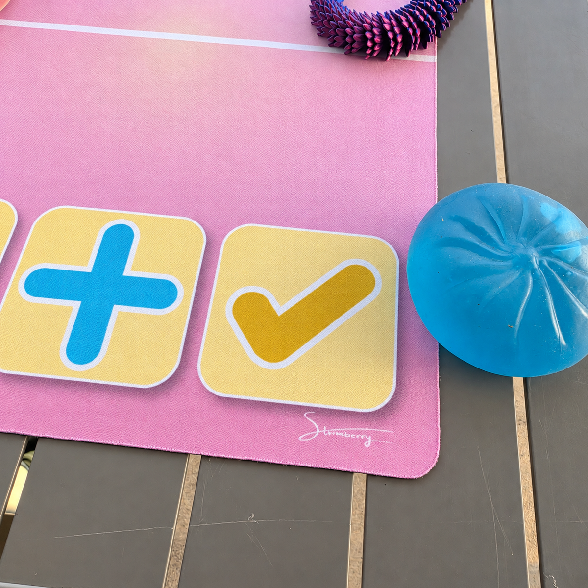 Original 12 × 18 Pretty Pink trading mat in an original product photograph.