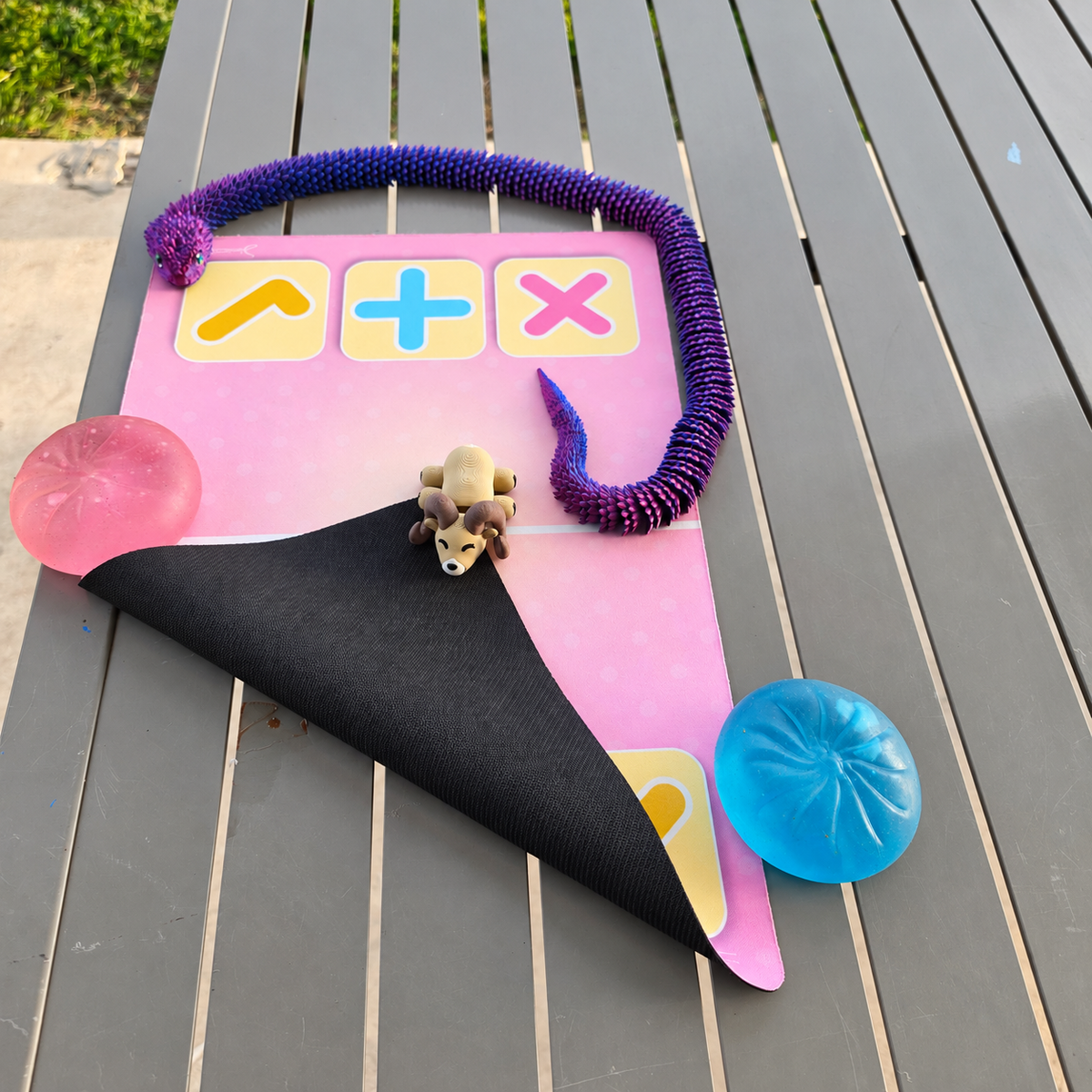 Original 12 × 18 Pretty Pink trading mat in an original product photograph.