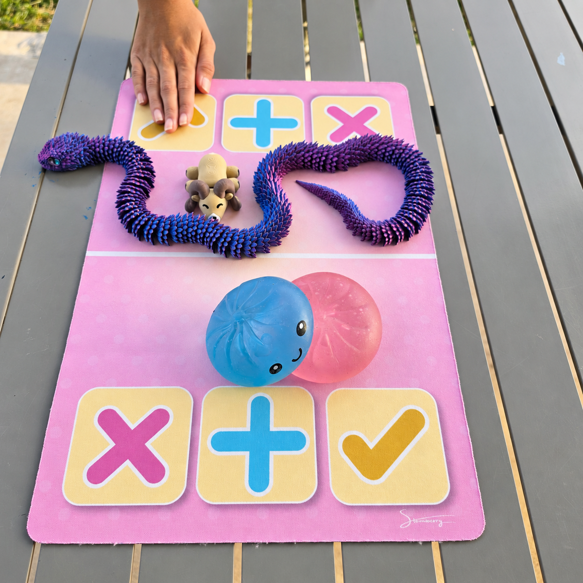 Original 12 × 18 Pretty Pink trading mat in an original product photograph.