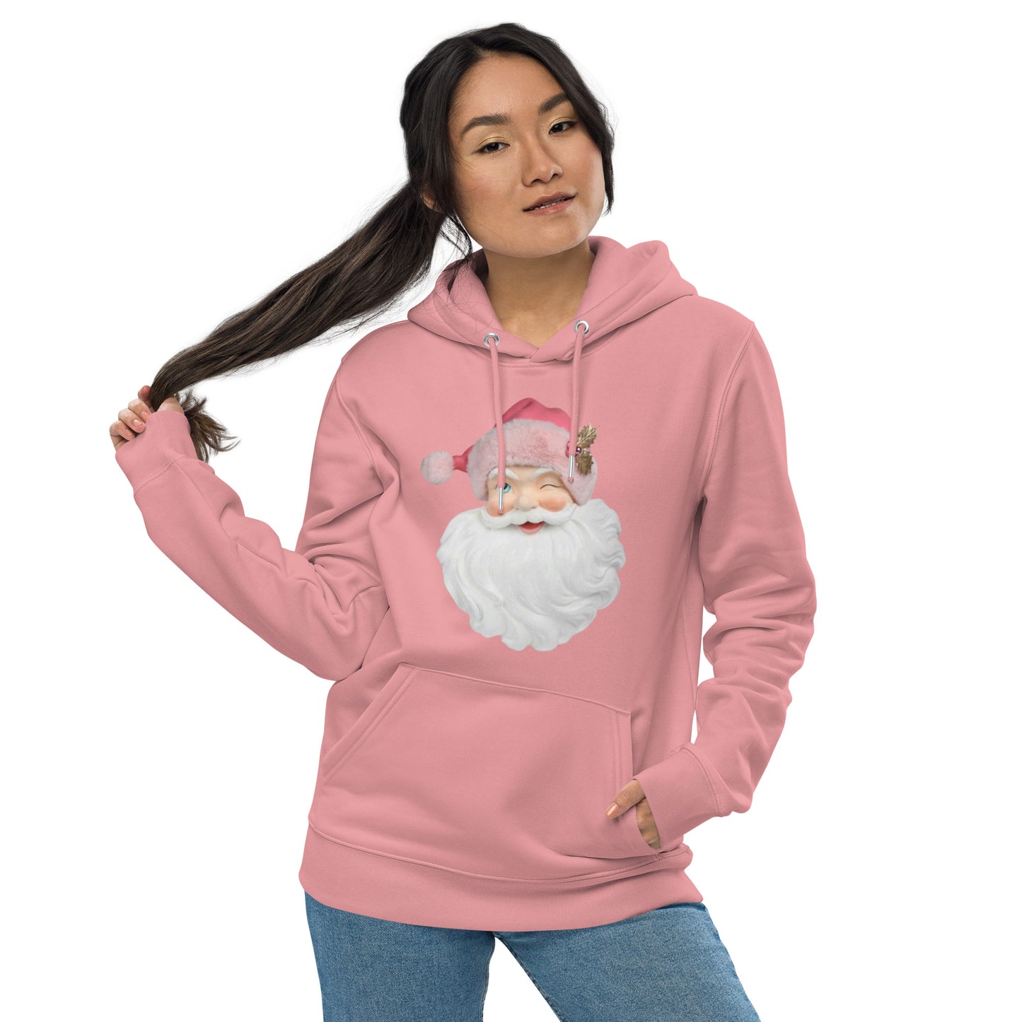 Christmas Pastel Vintage looking Santa Unisex eco hoodie
