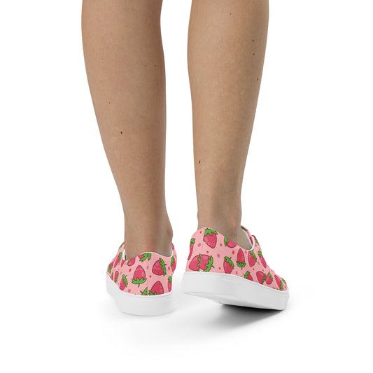 Strawberry Pink Women’s lace-up canvas shoes