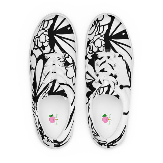 Floral Butterfly Women’s lace-up canvas shoes