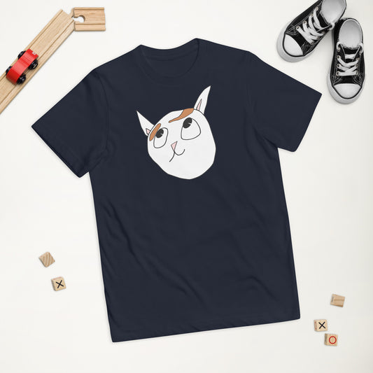Kid hand-drawn Cat art Youth jersey t-shirt